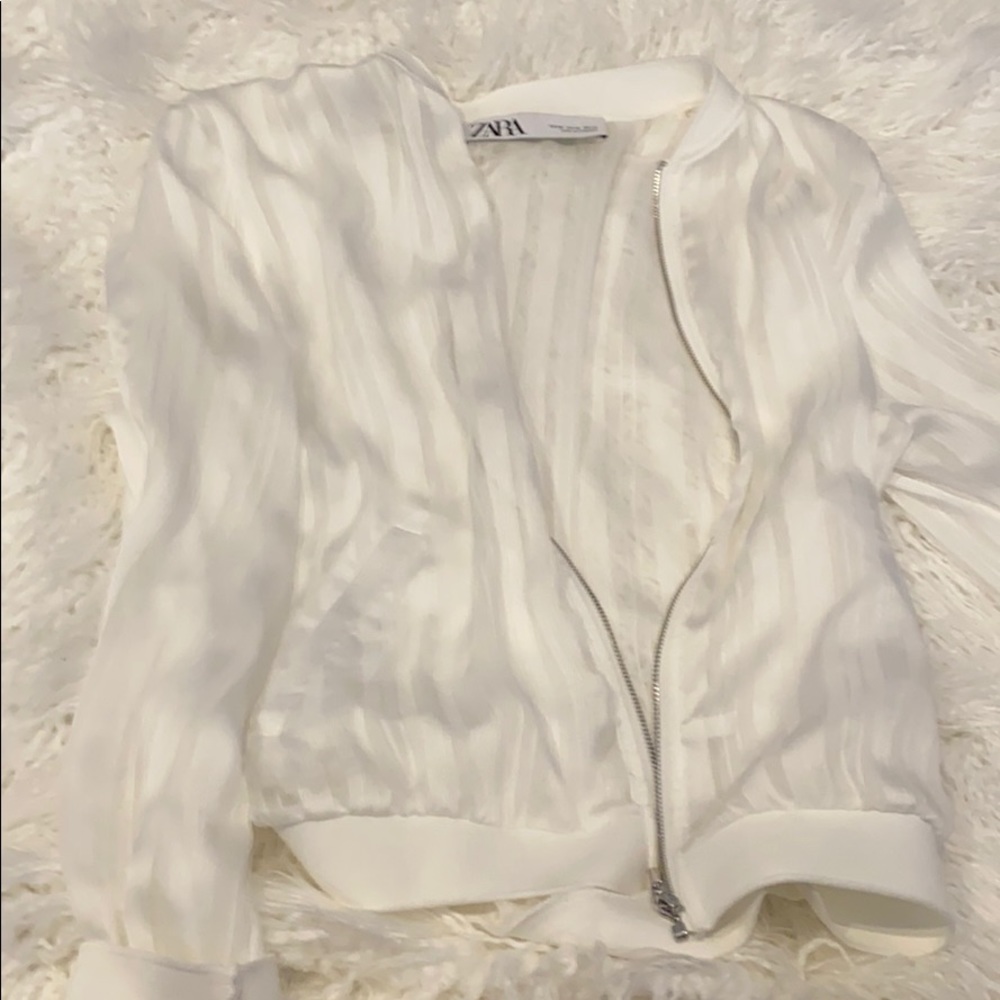 Zara white sheer jacket